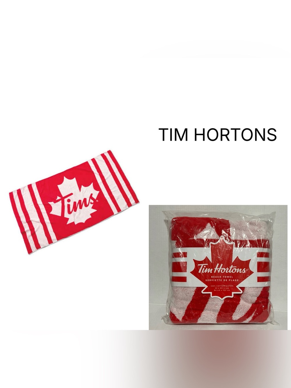 🆕TIM HORTONS - 33”X60” - NWT - LIMITED EDITION COLLECTIBLE TIMS BEACH TOWEL